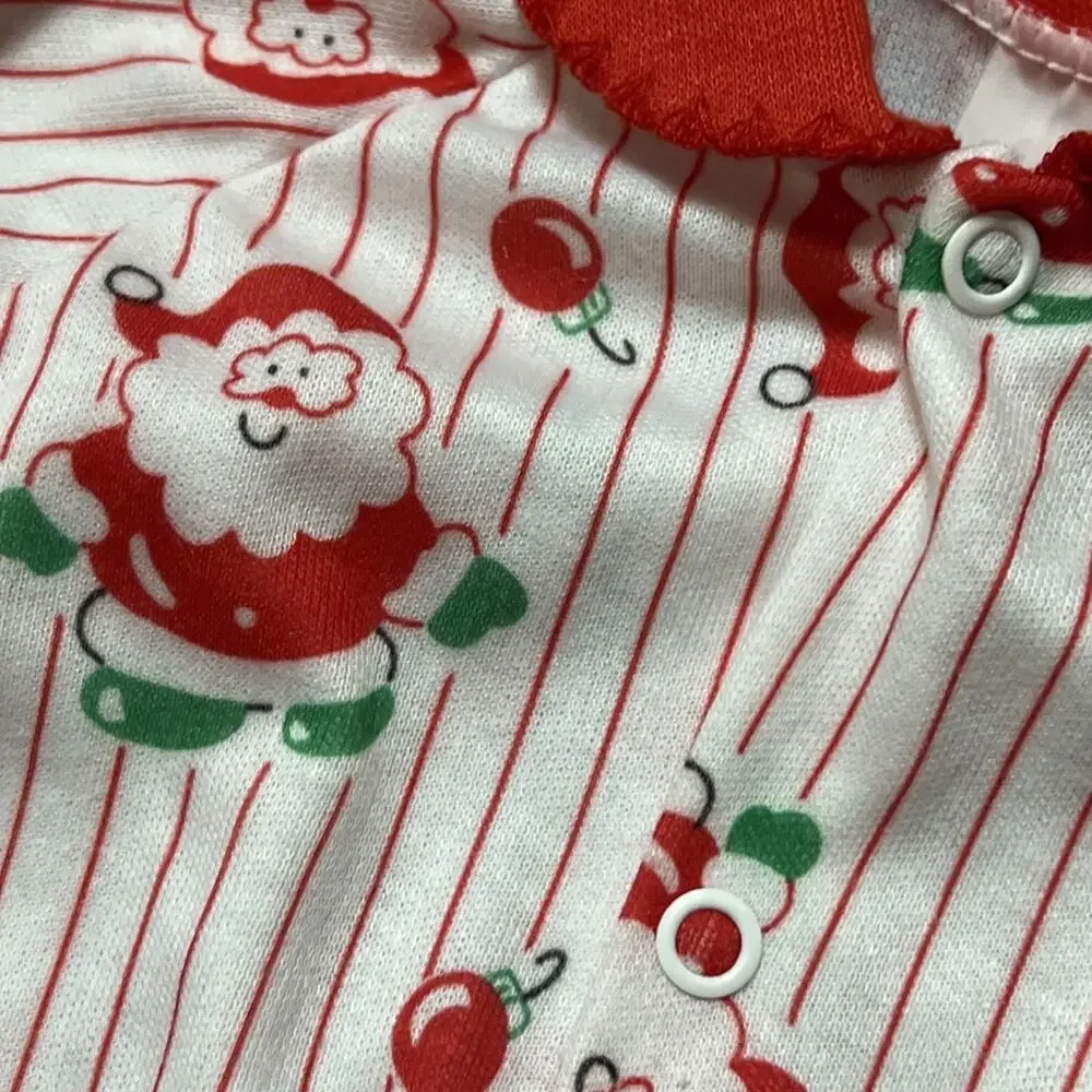 Vintage 1990s Playskool Christmas Sleeper Pajamas 3-6 Santa Ornaments Red White